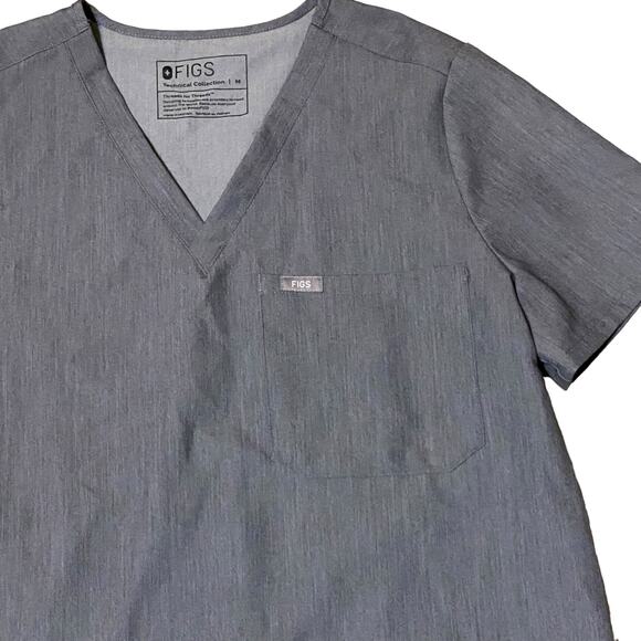FIGS Technical Collection FW1000 Scrub Top Short Sleeve v-neck Grey Size Medium - Picture 2 of 12
